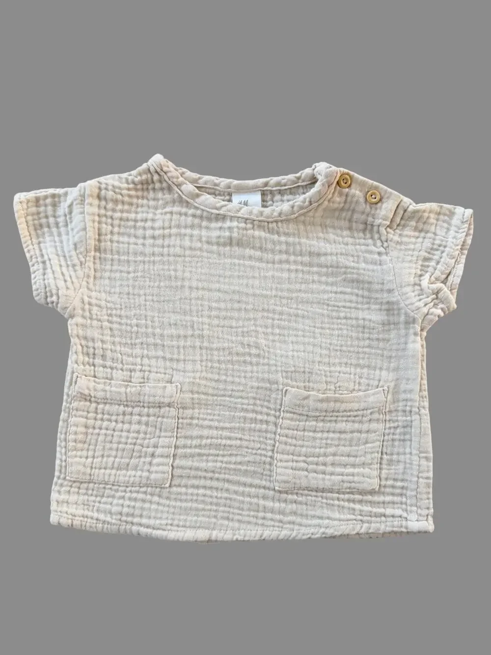 H&M Organic Cotton Gauze Top Pocket Girls Baby 9M